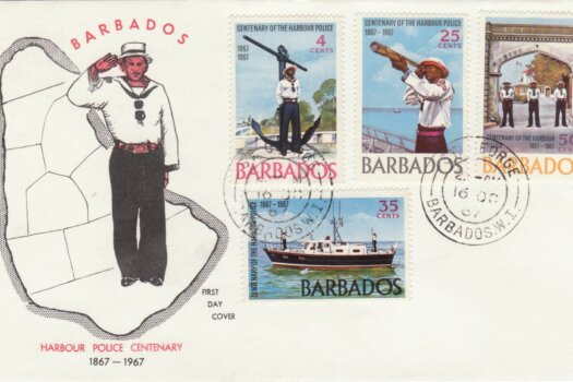 Barbados 1967 Harbour Police Centenary FDC - illustrated cover