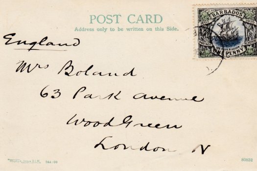 Barbados Postcard of Codrington College tied with Olive Blossom stamp SG152