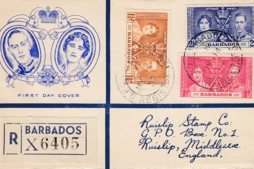 Coronation 1937 Barbados FDC - Alex Bayley Illustrated Cover