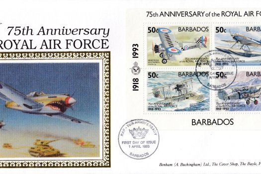 Barbados 1993 75th Anniversary of the Royal Air Force Benham Souvenir Sheet FDC