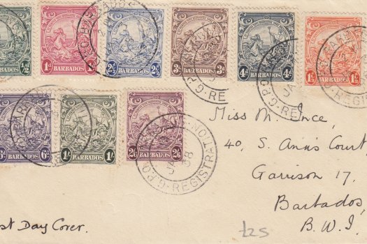 George VI Barbados definitives on a Registered Cover 03/01/38