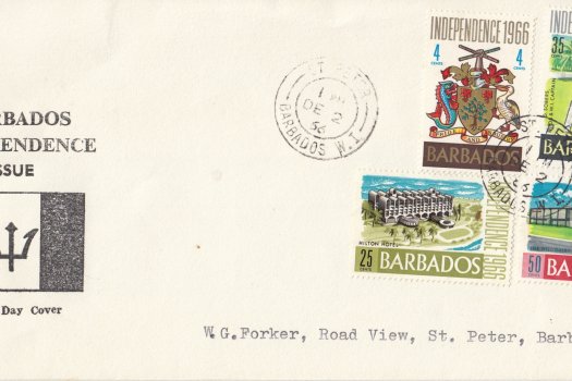 Barbados 1966 Independence FDC - illustrated cover with black/white flag