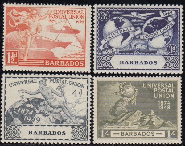 Barbados SG267-270 | 75th Anniversary of Universal Postal Union (UPU) 1948
