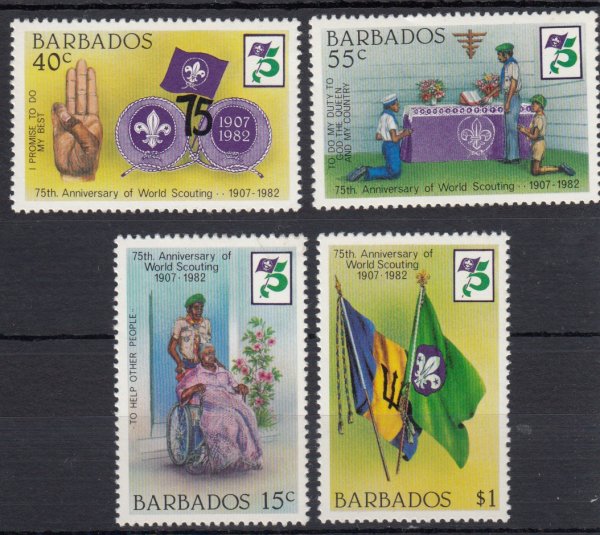 Barbados SG 709-712 | 75th Anniversary of the Boy Scout Movement