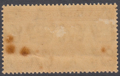 Signs of rust on the back of a Barbados stamp