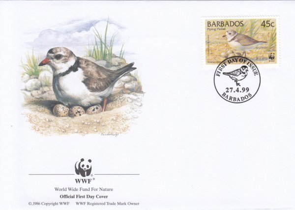 Barbados 1999 | Endangered Species Piping Plover FDC 2